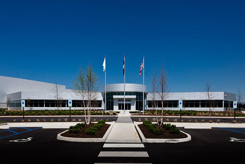 Entrance to the Rolls Royce Crosspointe Rotatives Facility taken from the parking lot.